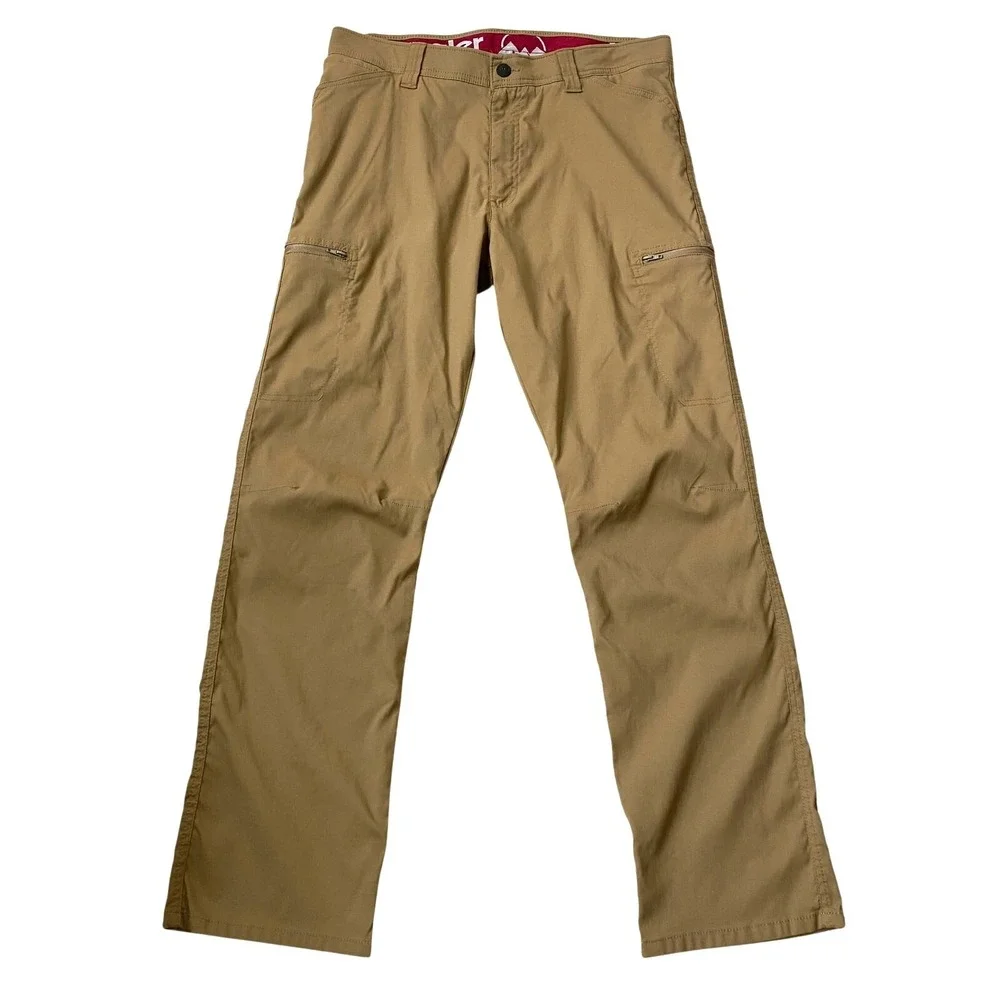 Wrangler ATG Zip Cargo Pants Men 38x32 Camel Tan Flex Waist Hiking Outdoor